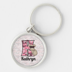 Kid's Pink Koala Letter K for Girls Keychain