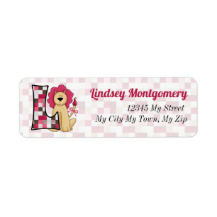 Kid's Pink Lion Monogram "L" Address Labels