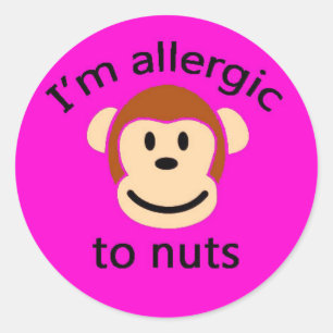 Kids pink monkey allergy alert sticker
