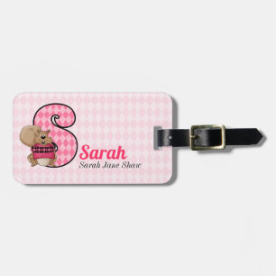 Kid's Pink Monogram Letter S for Girls Luggage Tag