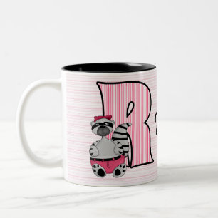 Kid's Pink Raccoon Monogram "R" Mug