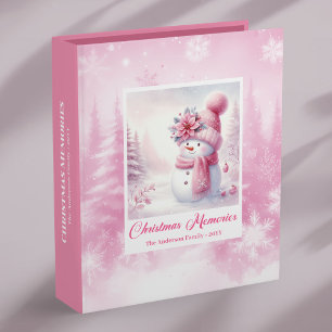 Kids Pink Snowman Christmas Album Gift Winter Binder