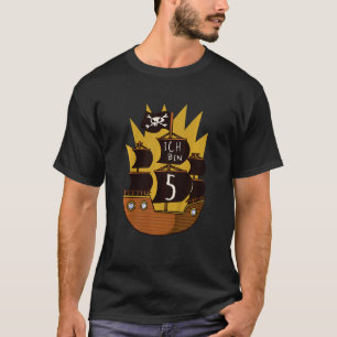 Kids Pirate 5th Birthday Boys 5 Years Pirate Ship  T-Shirt