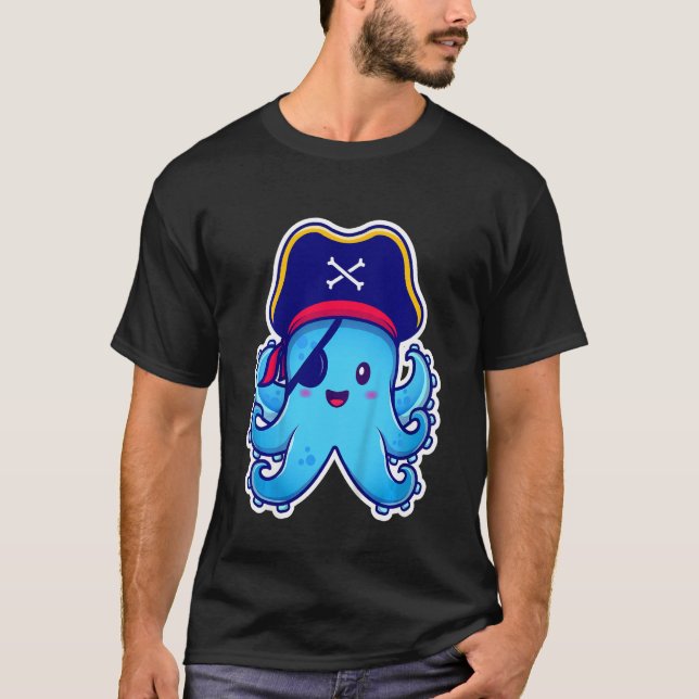 Kids Pirate Octopus cute children's design (C) T-Shirt (Front)