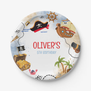 Kids Pirate Party Ahoy Matey Pirate Birthday Paper Plate