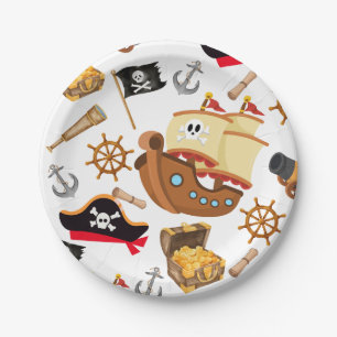 Kids Pirate Party Ahoy Matey Pirate Birthday Paper Plate