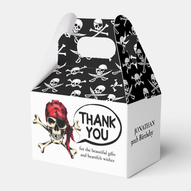 kids pirate party theme favor box (Back Side)