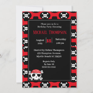 Kids  Pirate  Skull Birthday Invitations