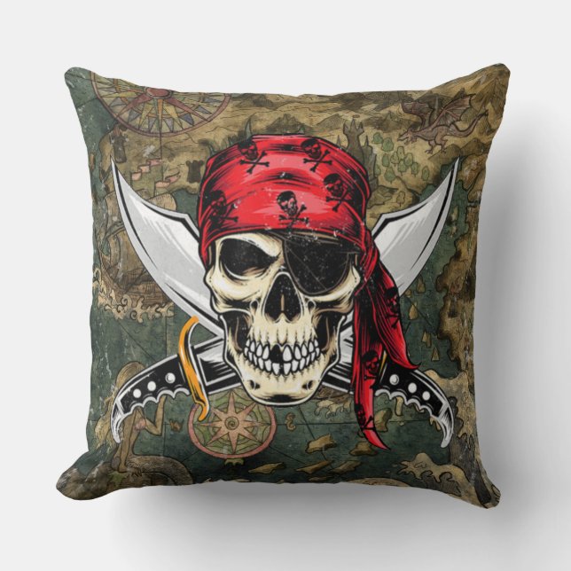 kids’ pirate throw pillow (Front)