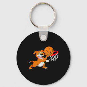 Kids Pitbull Dog Playing Bysketbyll Dog Sports Gam Keychain