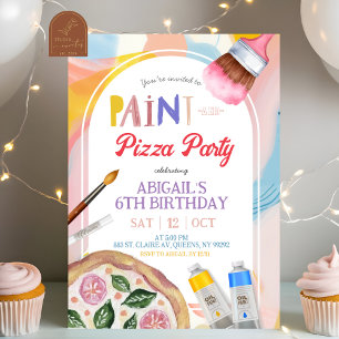 Kids Pizza and Paint Party Birthday Invitation