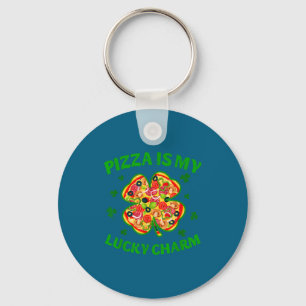 Kids pizza is lucky charm st patrick's day pizza keychain