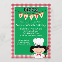 Kids Pizza Party Birthday Party Invitation