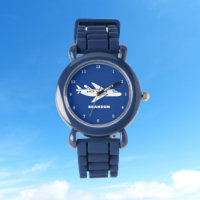 Kids Plane Boys Blue Custom Name
