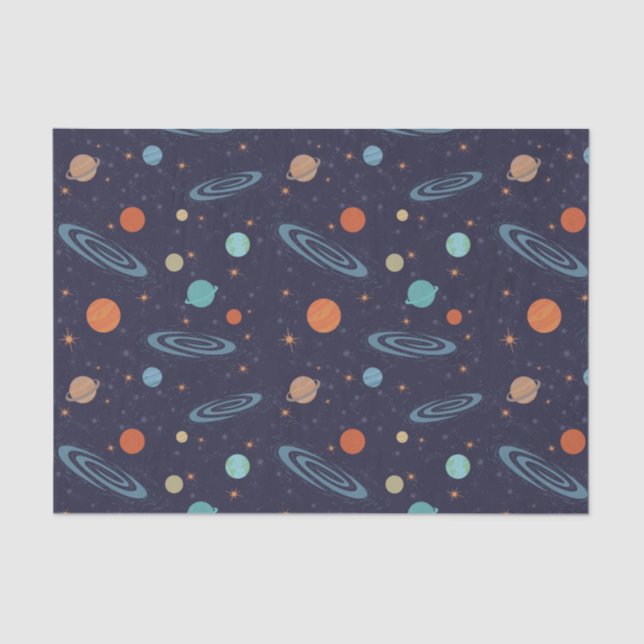 Kids Planets Solar System Galaxy Sparkling Stars Tissue Paper (Front)
