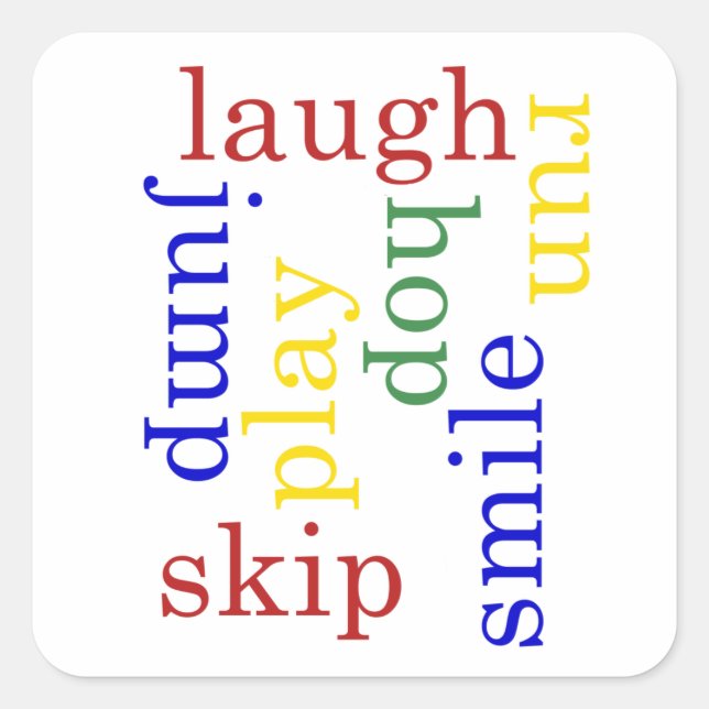 Kids Play, laugh, run, jump Typography sticker (Front)
