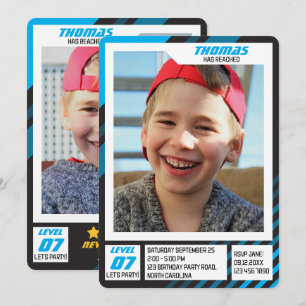 Kids Player Profile Trading Gamer Birthday Photos Invitation