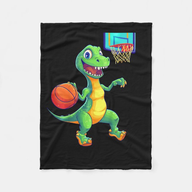 Kids Playful Dinosaur Sketll Player Design For Kid Fleece Blanket (Front)