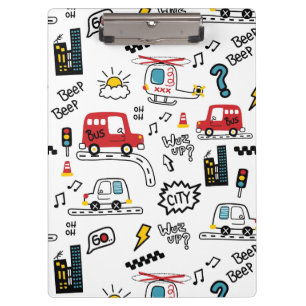 Kids Playful Transport Pattern Clipboard