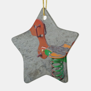 Kids Playground Orange Dog Toy in Sand Ceramic Ornament