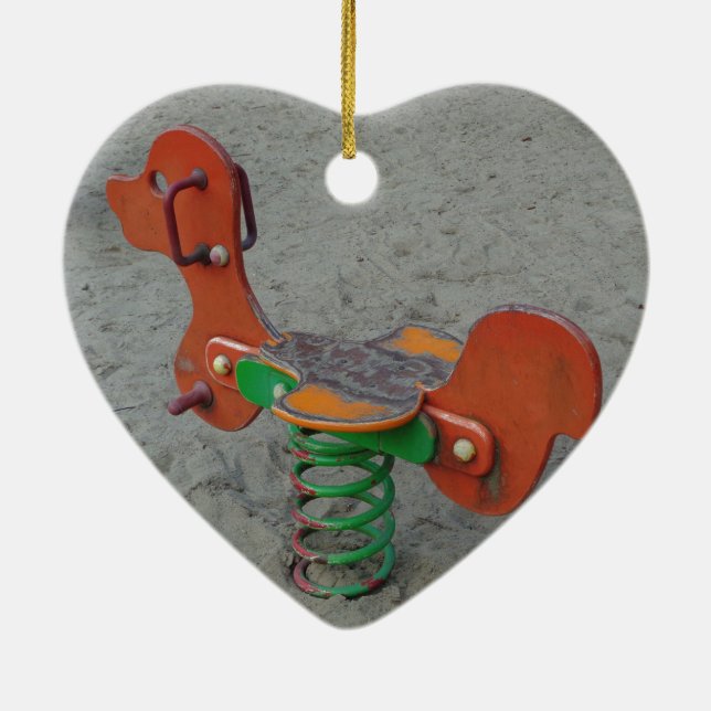 Kids Playground Orange Dog Toy in Sand Ceramic Ornament (Back)