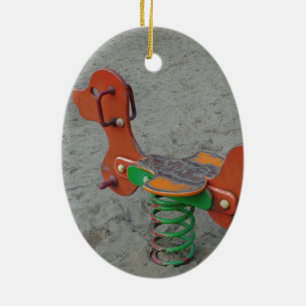 Kids Playground Orange Dog Toy in Sand Ceramic Ornament