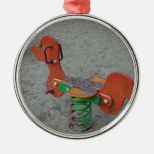 Kids Playground Orange Dog Toy in Sand Metal Ornament