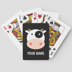 Kid's playing cards with cute cow cartoon