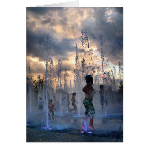 Kids Playing in Fountain at Sunset Austin Texas 2
