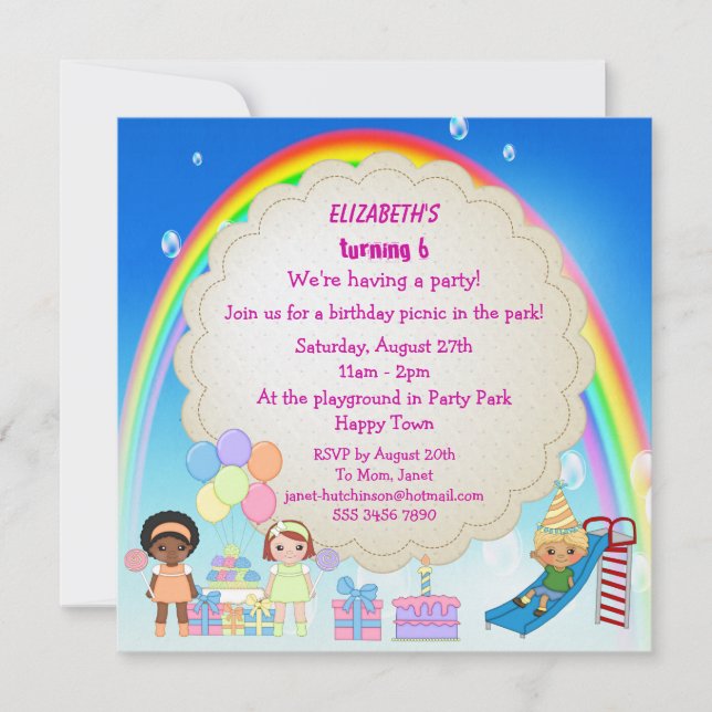 Kids Playing in Playground Party Invites (Front)