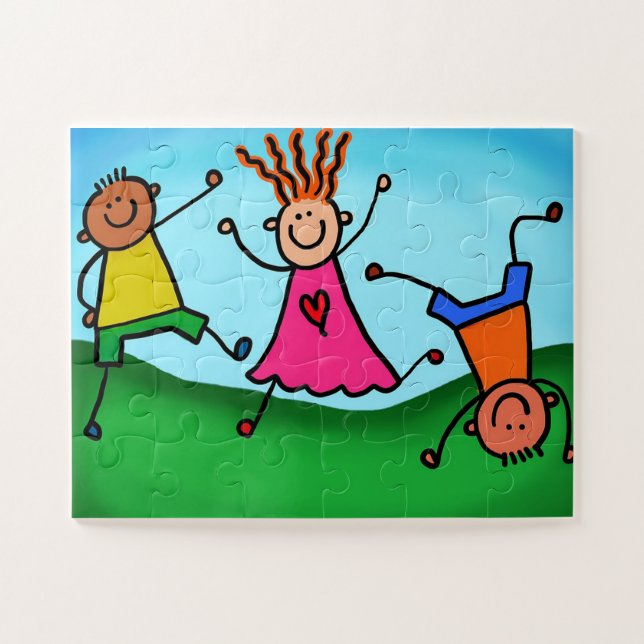 Kids Playing Jigsaw Puzzle (Horizontal)