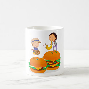 Kids Playing Music on Giant Cheeseburgers  Coffee Mug