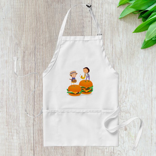 Kids Playing Music on Giant Cheeseburgers  Standard Apron (Creator Uploaded)