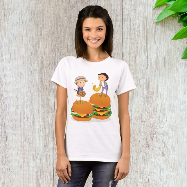 Kids Playing Music on Giant Cheeseburgers  T-Shirt (Creator Uploaded)