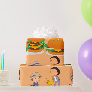 Kids Playing Music on Giant Cheeseburgers  Wrapping Paper