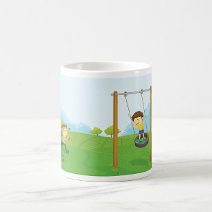 Kids Playing on Tire Swing Coffee Mug