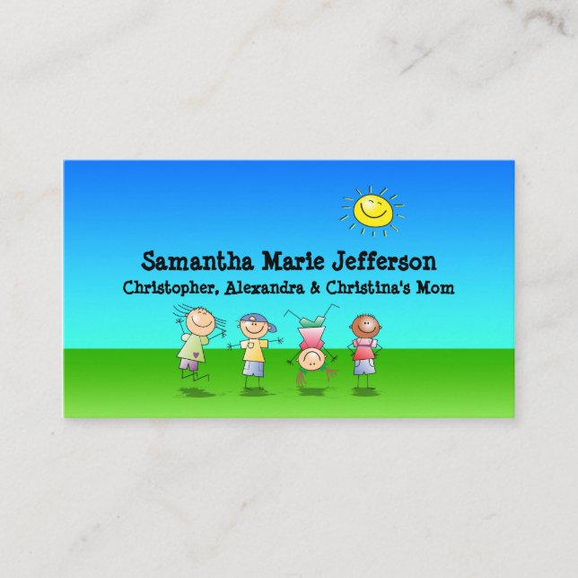 Kids Playing Outdoors Calling Card, Personal Use Card (Front)
