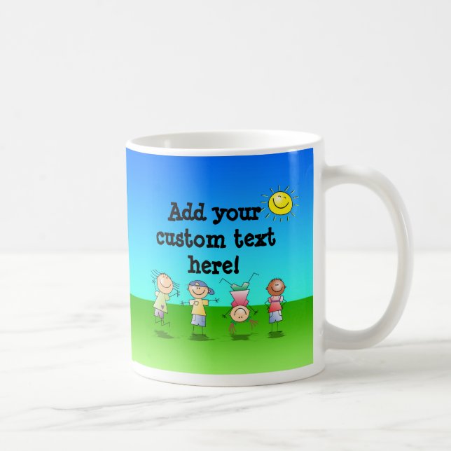 Kids Playing Outdoors on a Sunny Day Coffee Mug (Right)