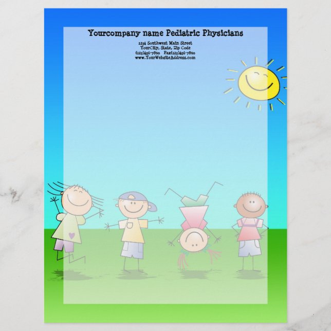 Kids Playing Outdoors on a Sunny Day Letterhead (Front)