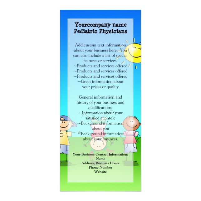 Kids Playing Outdoors on a Sunny Day Rack Card (Front)