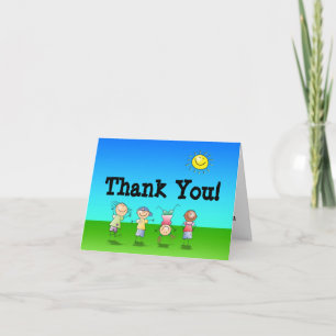 Kids Playing Outdoors on a Sunny Day Thank You Card