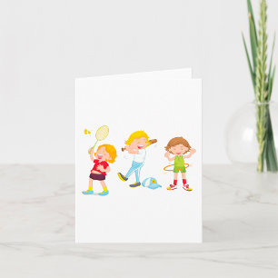 Kids Playing Sports Children Activity Card