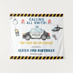 Kid's Police Birthday Party Welcome Tapestry