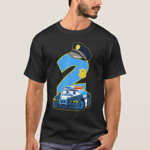 Kids Police Car 2nd Birthday 2 Years Old Cop Offi T-Shirt