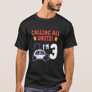 Kids Police Car 3rd Birthday 3 Years Old Birthday T-Shirt