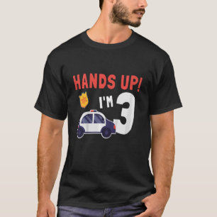 Kids Police Car 3rd Birthday 3 Years Old Birthday T-Shirt