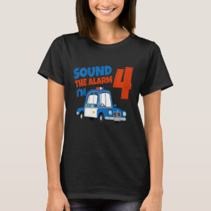 Kids Police Car 4rd Birthday 4 Years Old Birthday  T-Shirt
