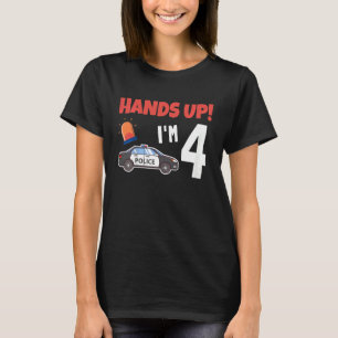 Kids Police Car 4rd Birthday 4 Years Old Birthday T-Shirt