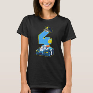 Kids Police Car 4th Birthday 4 Years Old Cop Offi T-Shirt