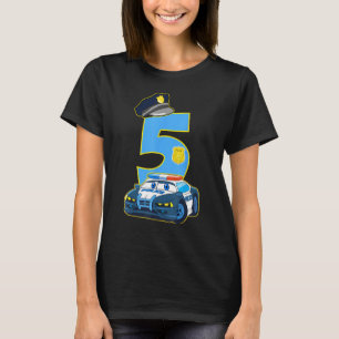 Kids Police Car 5th Birthday 5 Years Old Cop Offi T-Shirt